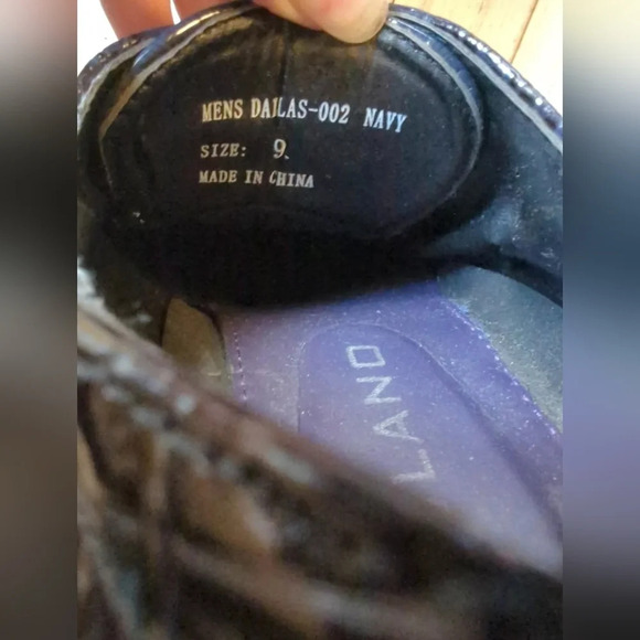 BOLANO Dallas 002 Navy Mens 9 Oxford Shoes Crock And Eel Print - Picture 9 of 10